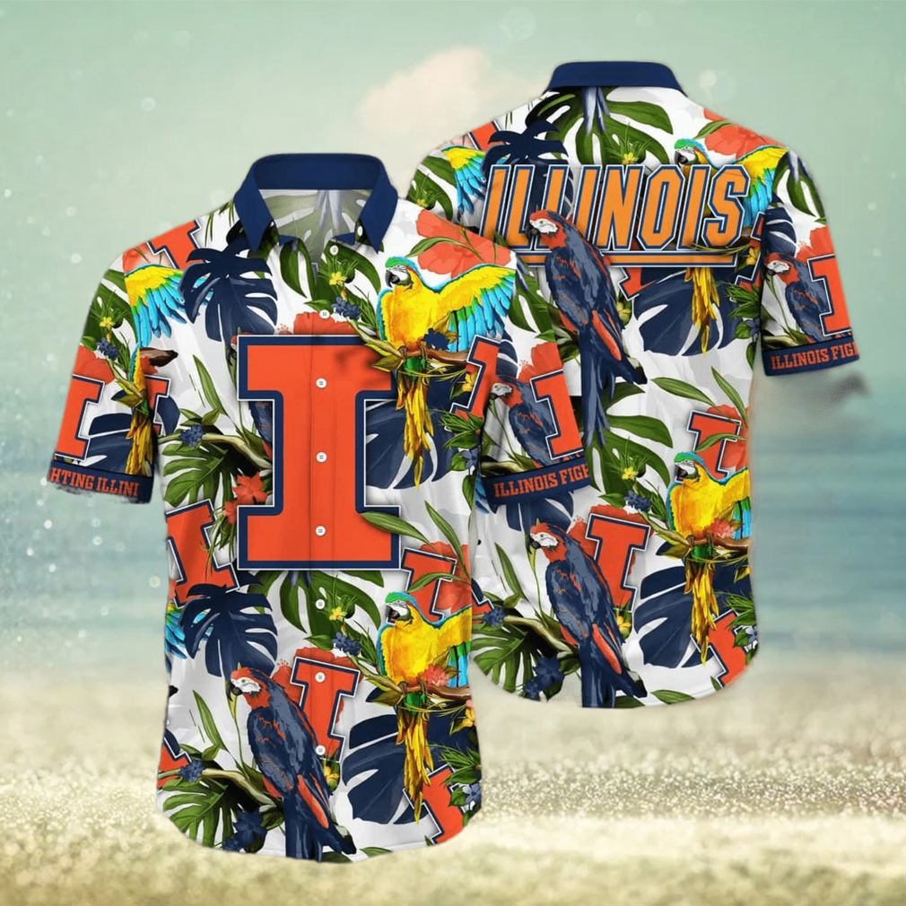 NCAA Illinois Fighting Illini Hawaiian Shirt Aloha Flora And Fauna Gift For Mom - Limotees