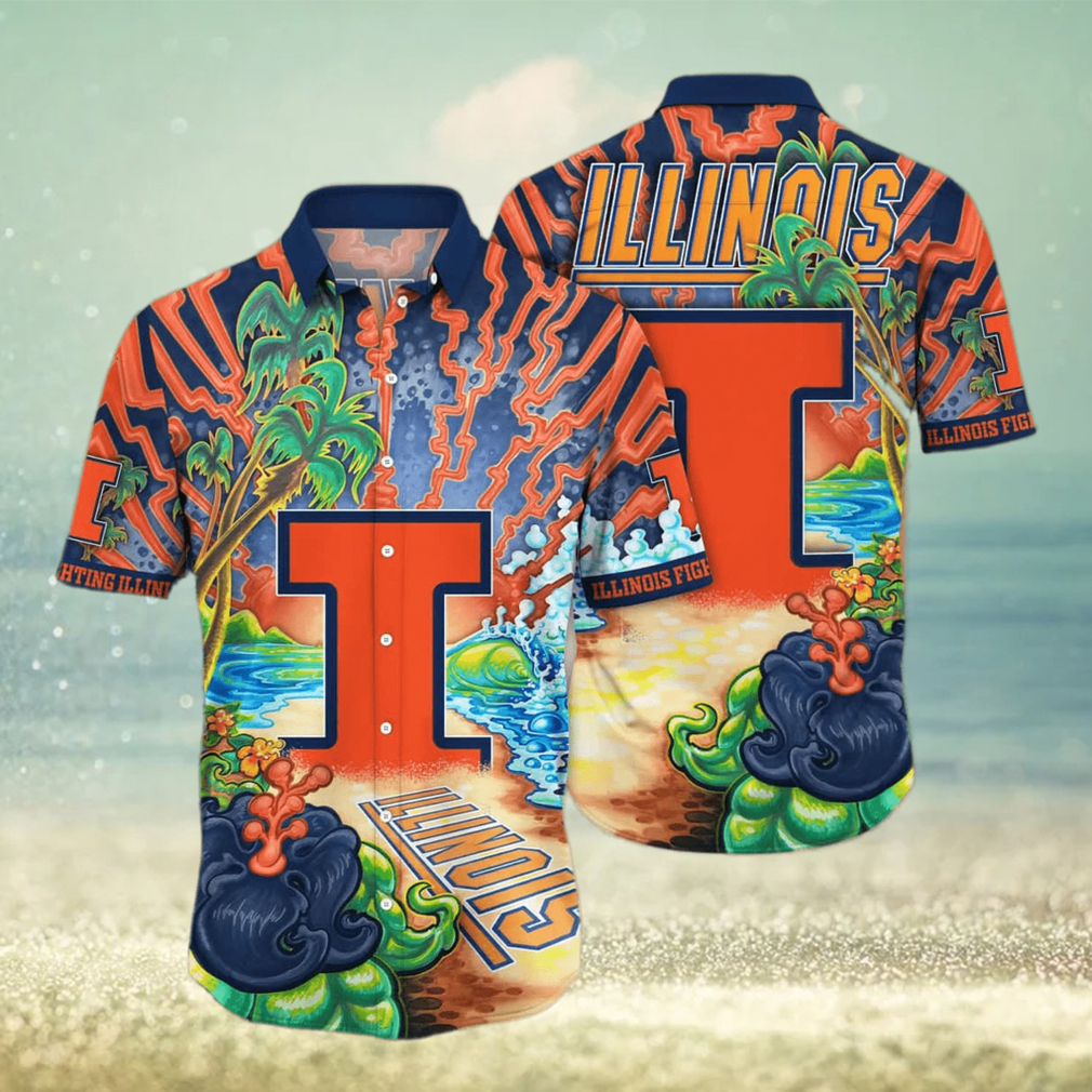 NCAA Illinois Fighting Illini Hawaiian Shirt Colorful Nature Gift For Dad - Limotees