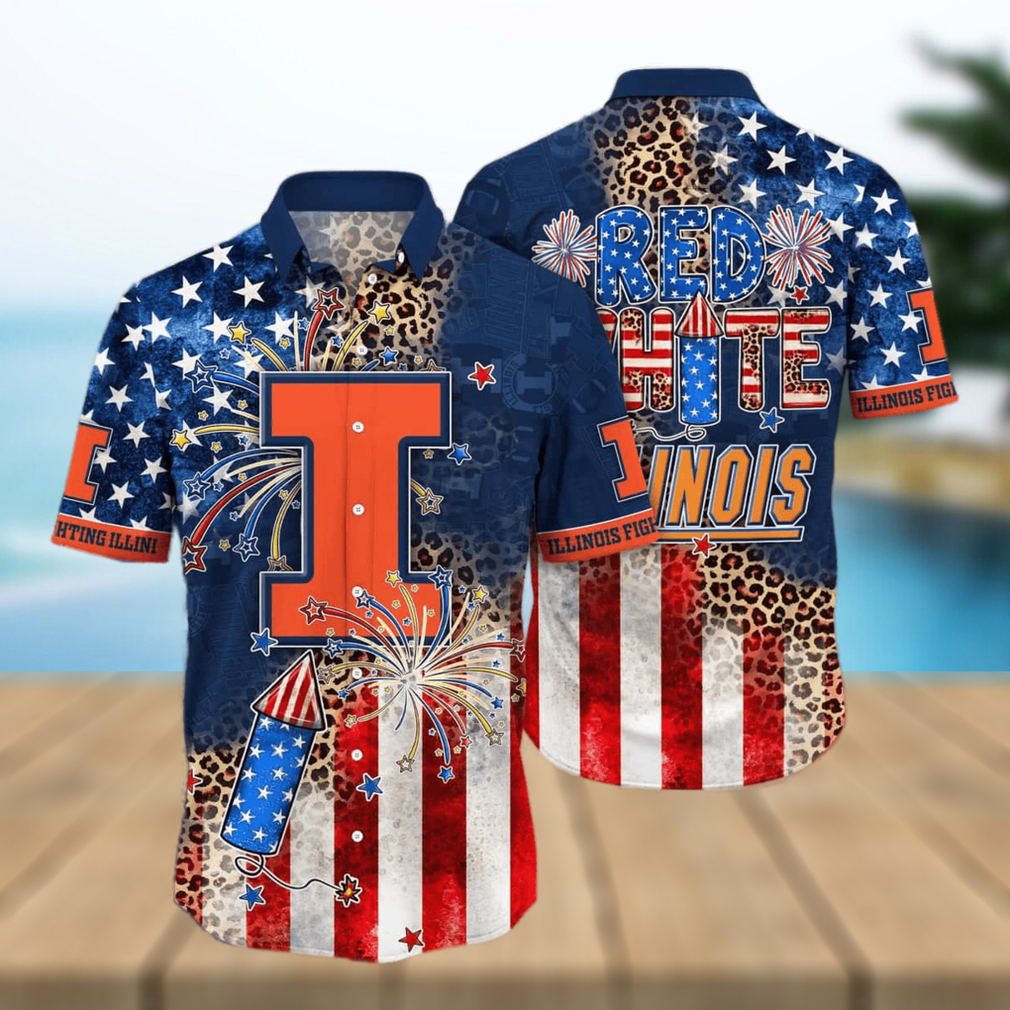 NCAA Illinois Fighting Illini Hawaiian Shirt Independence Day - Limotees