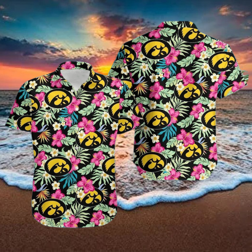 NCAA Iowa Hawkeyes Hawaiian Shirt Hibiscus Flowers Pattern Summer Aloha - Limotees