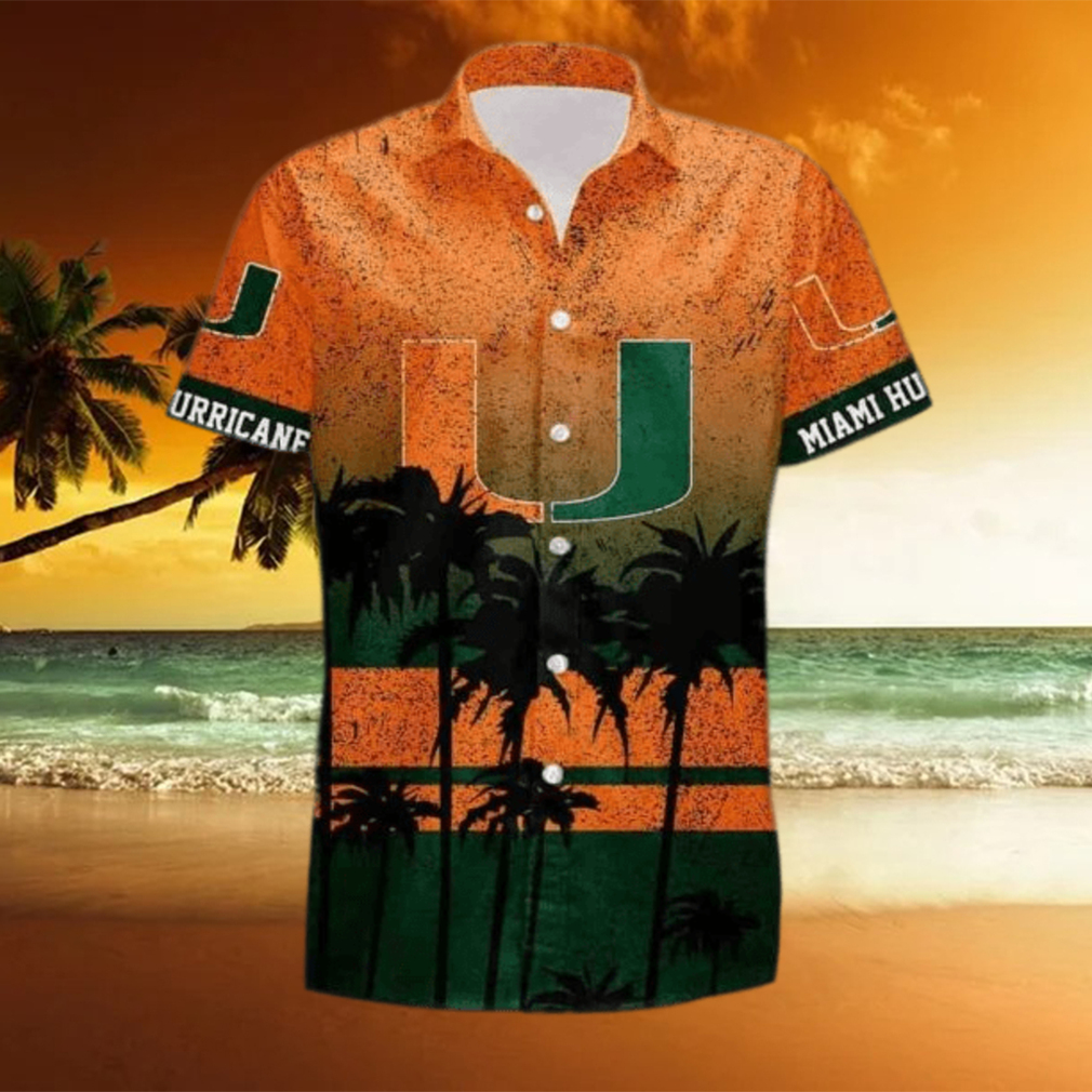 NCAA Miami Hurricanes Hawaiian Shirt Coconut Tree Pattern - Limotees