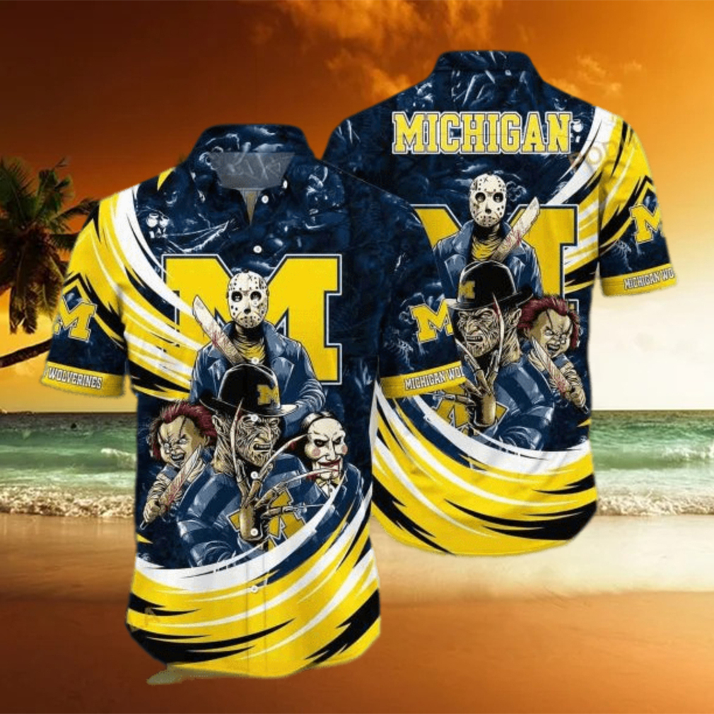 NCAA Michigan Wolverines Hawaiian Shirt Freddy Krueger Jason Voorhees Chucky - Limotees