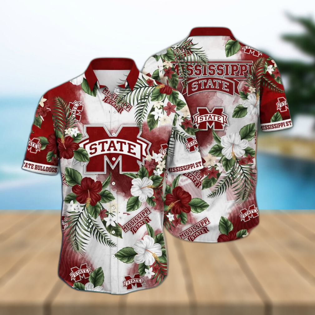 NCAA Mississippi State Bulldogs Hawaiian Shirt Hibiscus Flowers Gift For Dad - Limotees