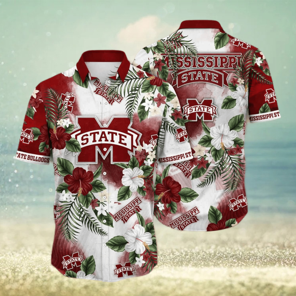 NCAA Mississippi State Bulldogs Hawaiian Shirt Hibiscus Flowers Pattern Summer Gift For Friends - Limotees