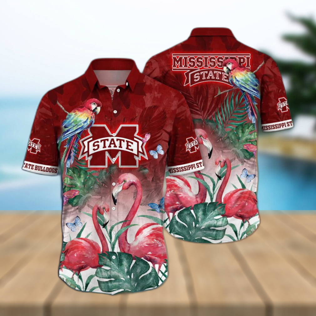 NCAA Mississippi State Bulldogs Hawaiian Shirt Pink Flamingo Gift For Dad - Limotees