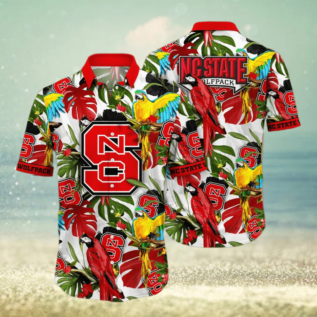 NCAA NC State Wolfpack Hawaiian Shirt Birds And Palm Leaves Gift For Beach Holiday - Limotees