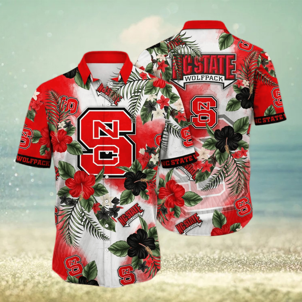 NCAA NC State Wolfpack Hawaiian Shirt Hibiscus Flowers Pattern - Limotees