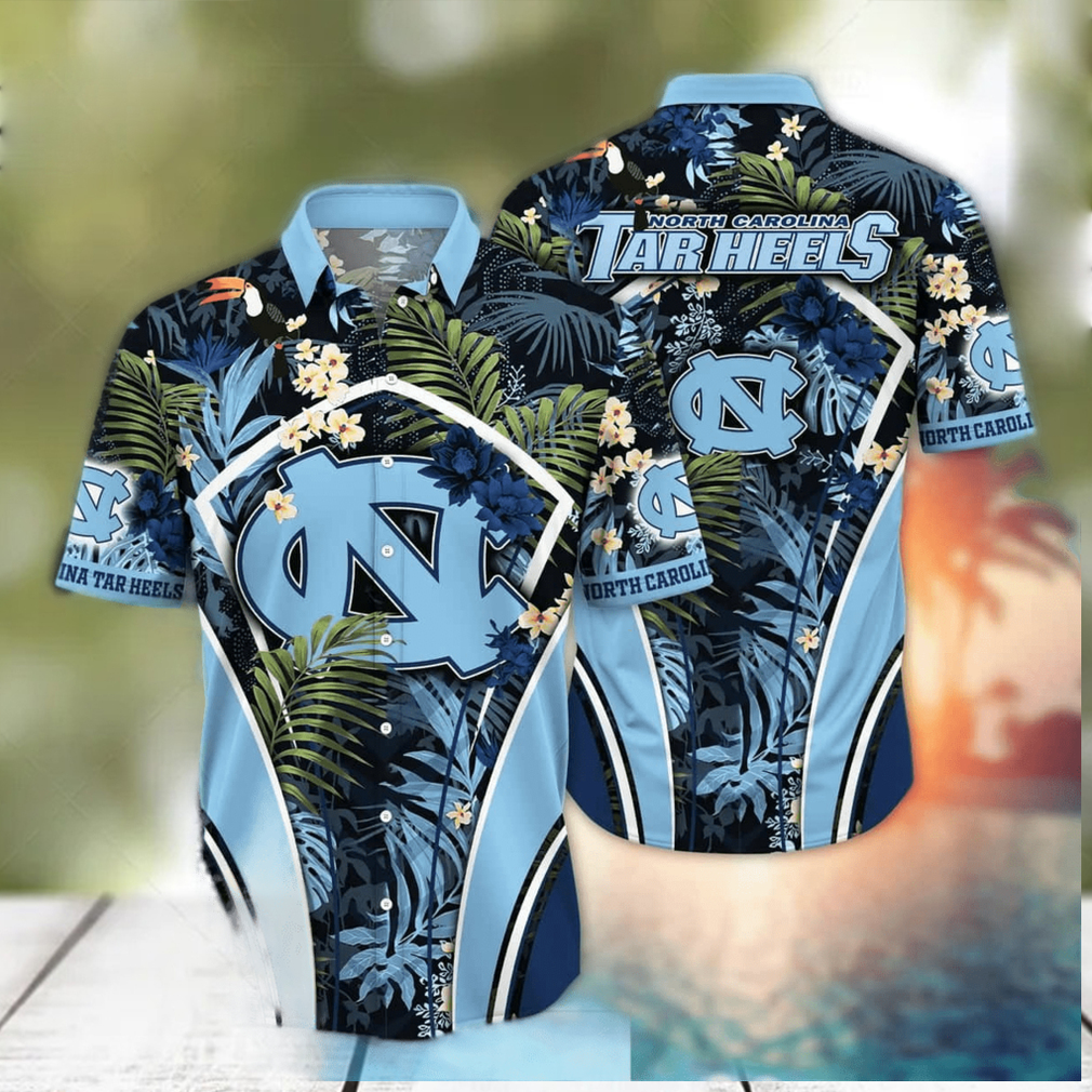 NCAA North Carolina Tar Heels Hawaiian Shirt Palm Leaves Pattern Practical Beach Gift - Limotees