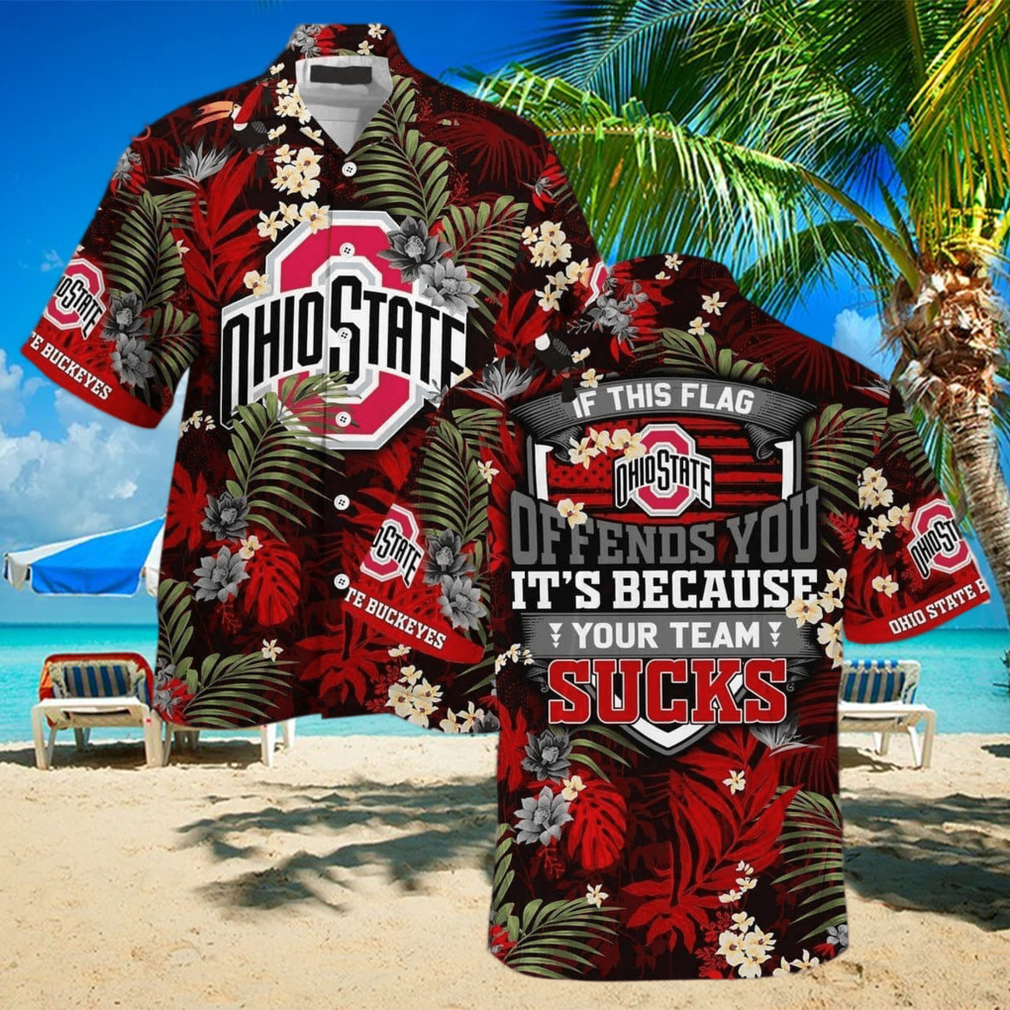 NCAA Ohio State Buckeyes Hawaiian Shirt Tropical Aloha If This Flag Offends You - Limotees