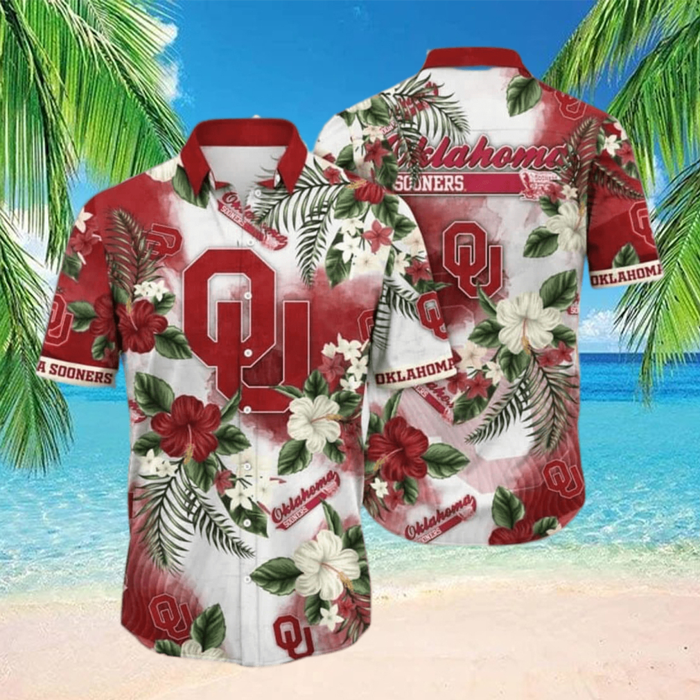 NCAA Oklahoma Sooners Hawaiian Shirt Hibiscus Flowers Pattern Best Beach Gift - Limotees