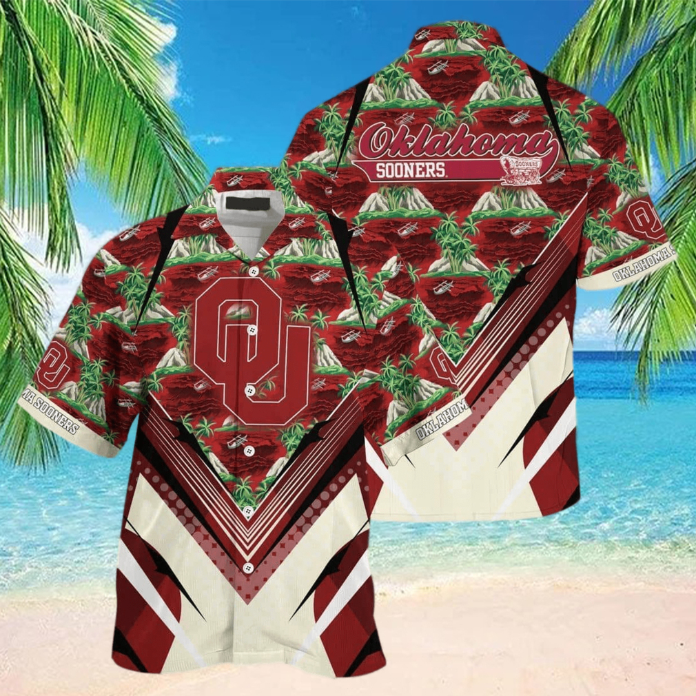 NCAA Oklahoma Sooners Hawaiian Shirt Palm Trees And Mountains Practical Beach Gift - Limotees