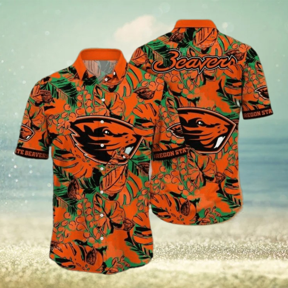 NCAA Oregon State Beavers Flower Button Up Hawaiian Shirt 3D Shirt, Oregon State Beavers Gift - Limotees