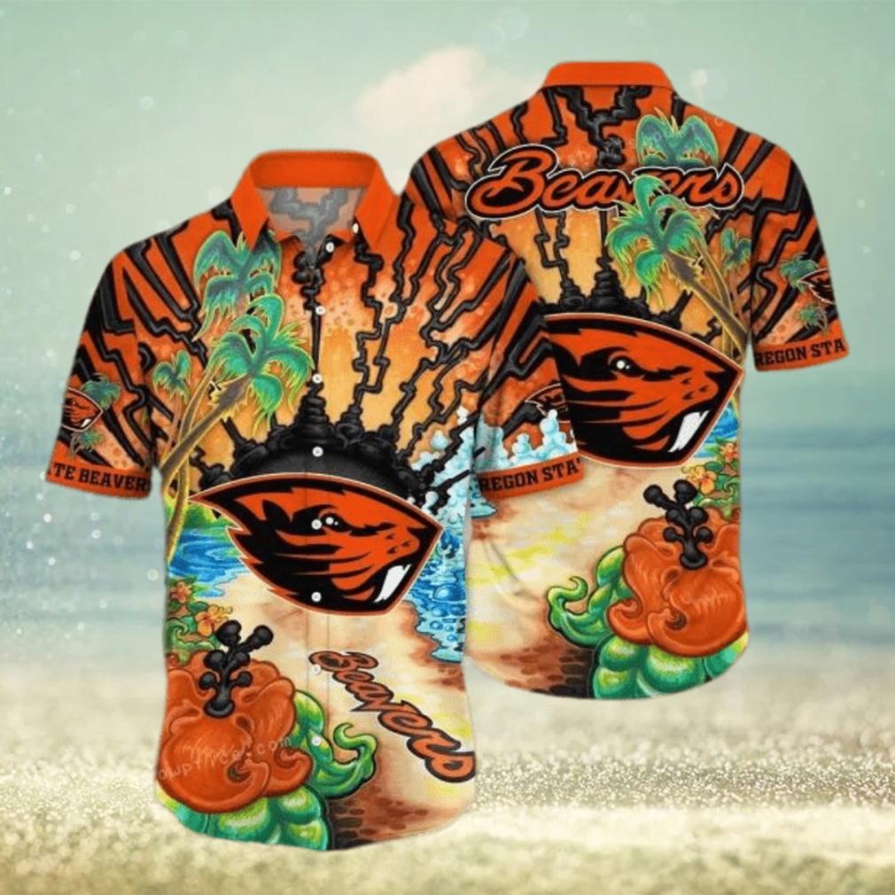 NCAA Oregon State Beavers Flower Hawaiian Shirt 3D Shirt, Oregon State Beavers Holiday Gifts - Limotees