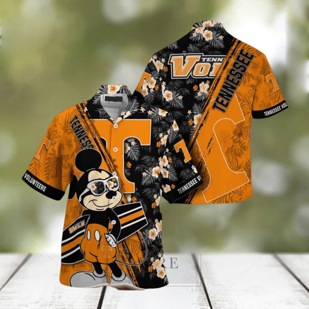 NCAA Tennessee Volunteers Hawaiian Shirt Mickey And Floral Pattern - Limotees