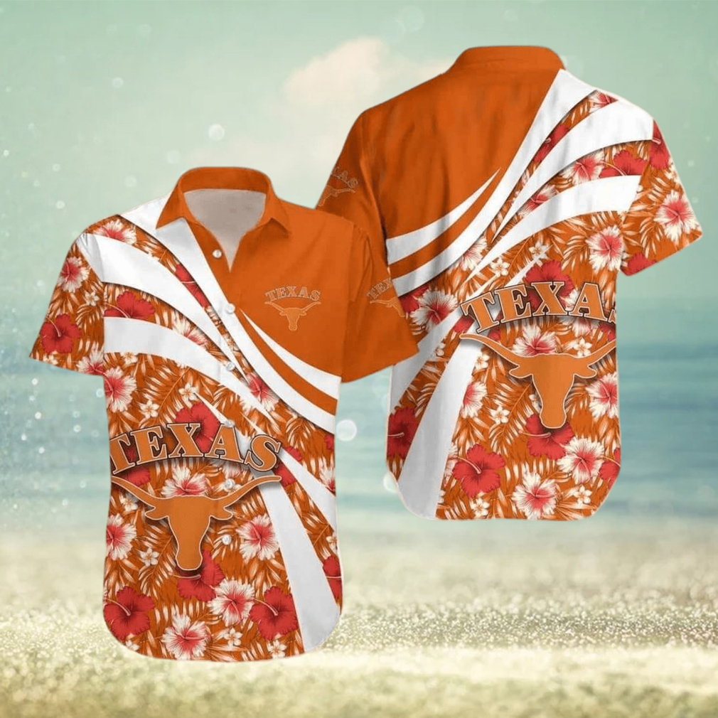 NCAA Texas Longhorns Hawaiian Shirt Aloha Shirt Hibiscus Flower Best Beach Gift - Limotees