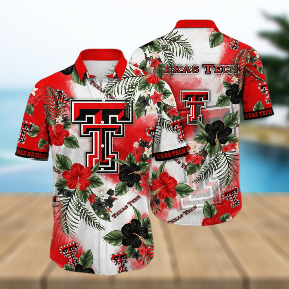 NCAA Texas Tech Red Raiders Hawaiian Shirt Hibiscus Flowers Pattern - Limotees