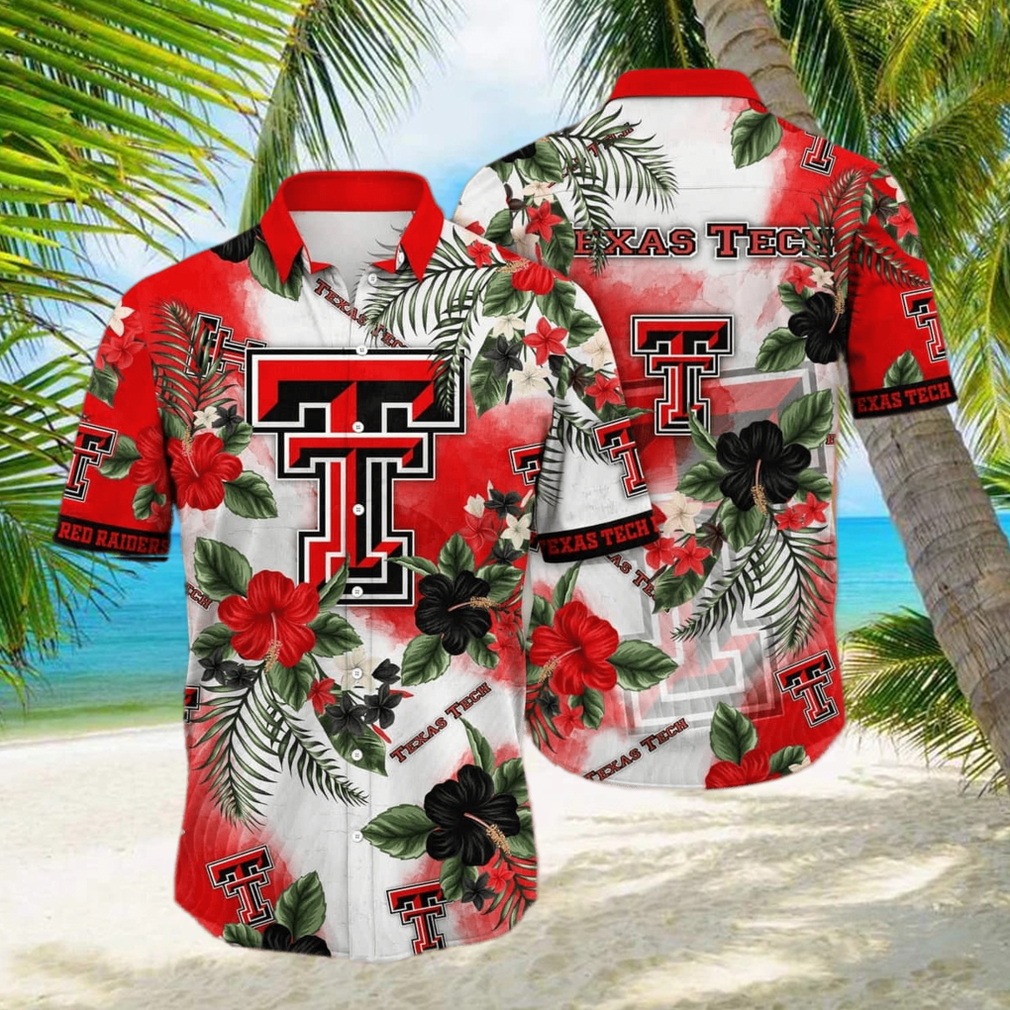 NCAA Texas Tech Red Raiders Hawaiian Shirt Hibiscus Flowers Pattern hawaiian shirt - Limotees