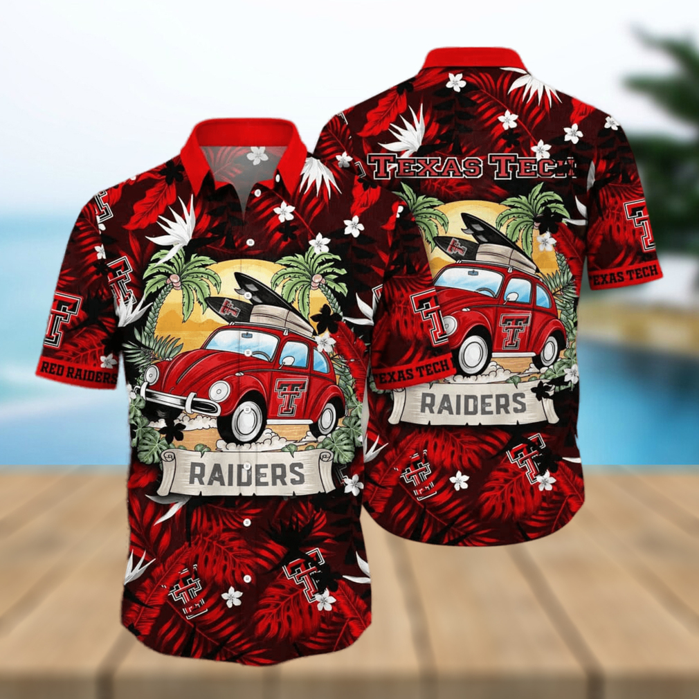 NCAA Texas Tech Red Raiders Hawaiian Shirt Palm Leaves Pattern Beach Gift For Him - Limotees