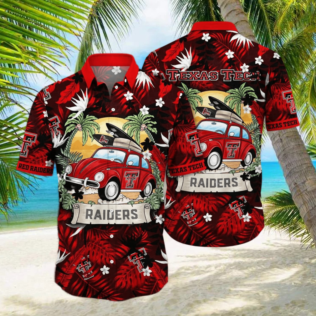 NCAA Texas Tech Red Raiders Hawaiian Shirt Palm Leaves Pattern Beach Gift For Him hawaiian shirt - Limotees