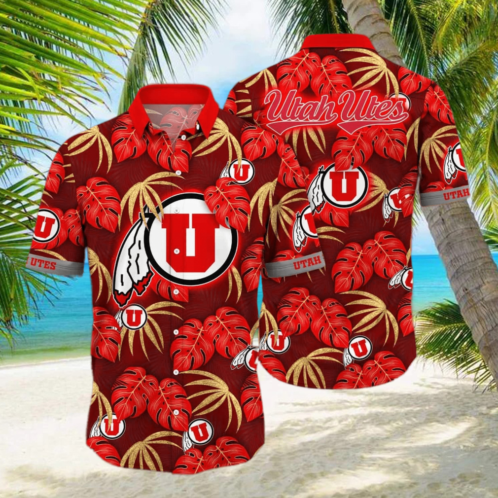 NCAA Utah Utes Hawaiian Shirt Palm Leaves Pattern hawaiian shirt - Limotees