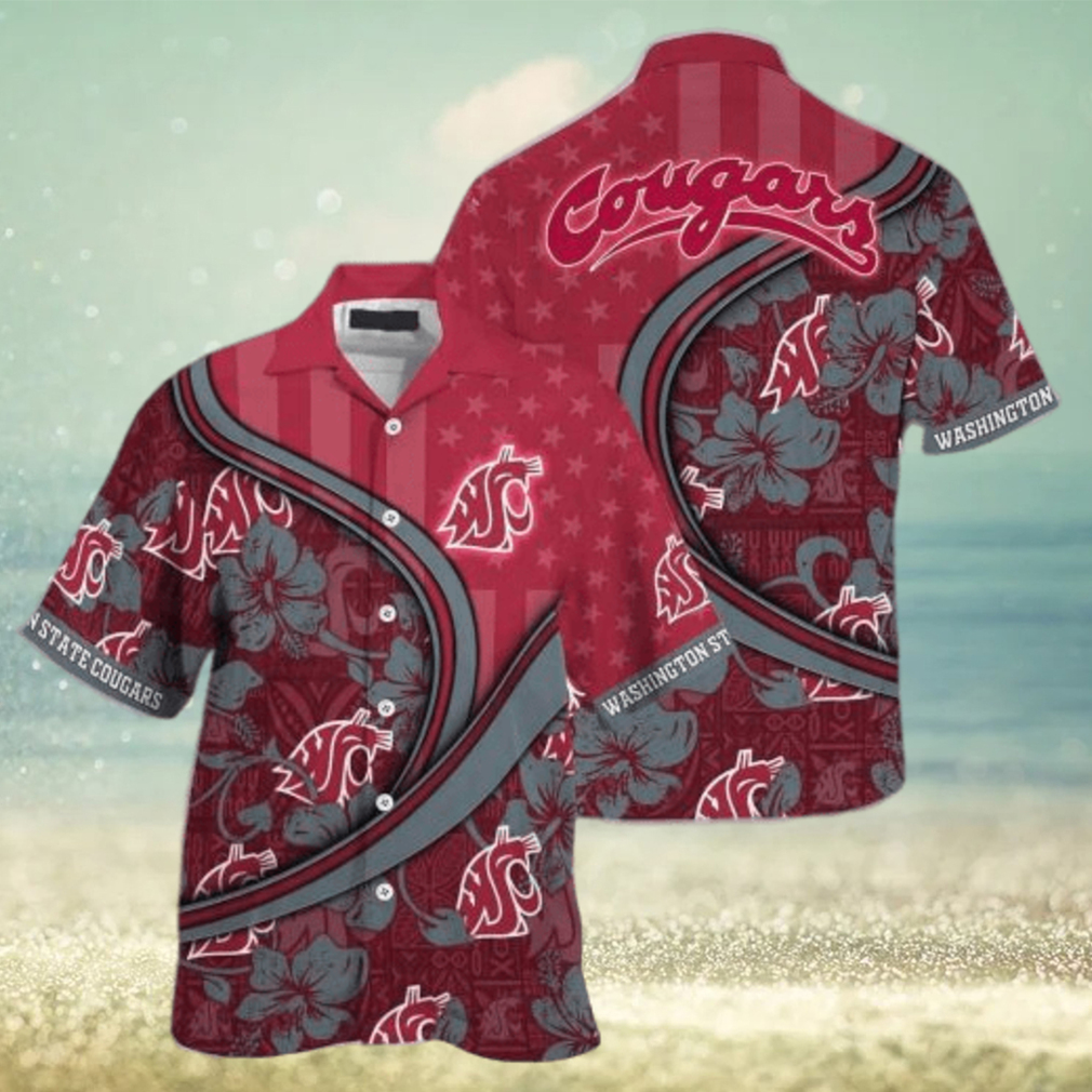 NCAA Washington State Cougars Hawaiian Shirt Aloha Shirt Custom Name Summer Beach Gift - Limotees