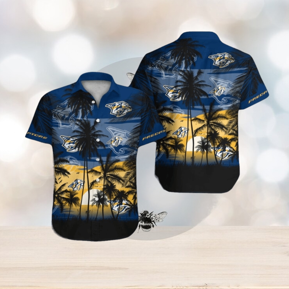 Nashville Predators Short Sleeve Button Up Tropical Shirt Hawaiian Shirt - Limotees