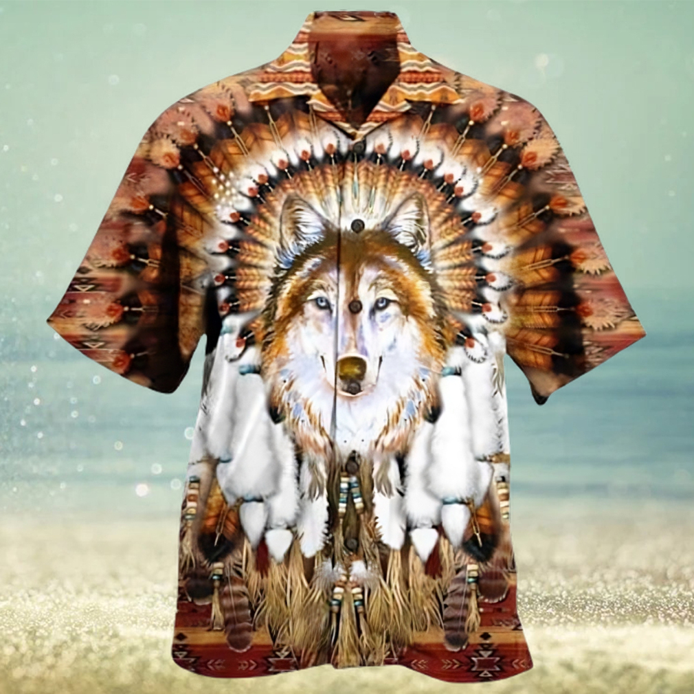 Native American Wolf Feather Headdress Edition Hawaiian 3D Hawaii Shirts - Limotees