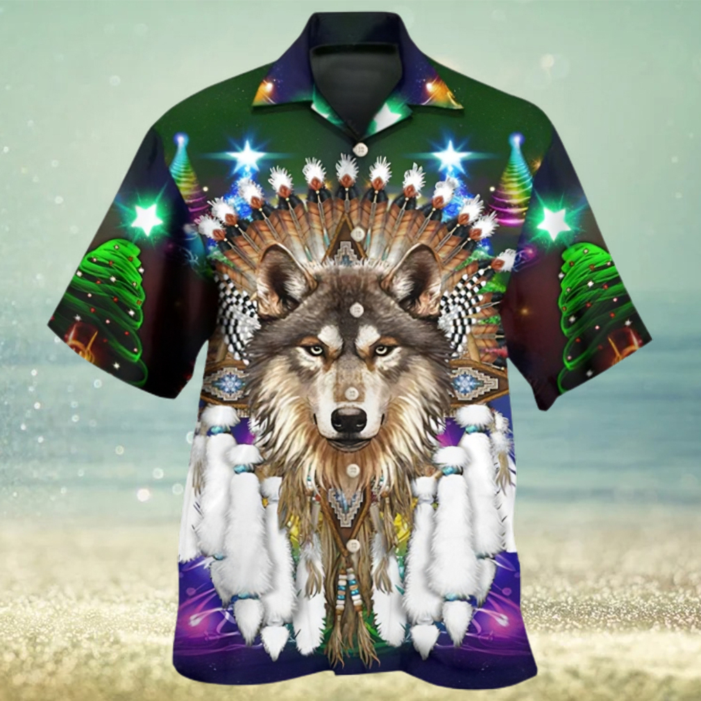 Native Wolf And Merry Christma 3D Hawaii Shirt All Over Print Us Size Best Price - Limotees