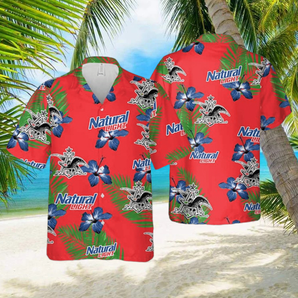 Natural Light Hawaiian Shirt Hibiscus Flower Pattern Beach Summer Shirt - Limotees