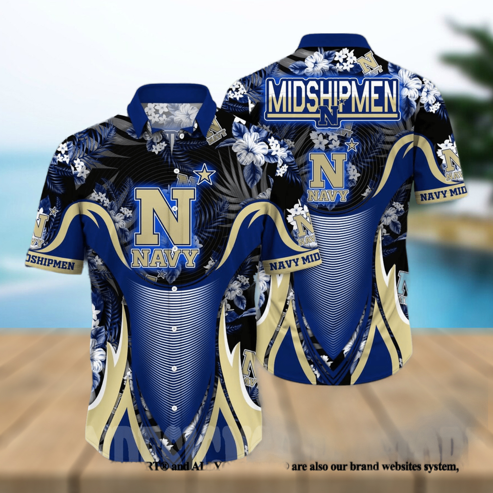 Navy Midshipmen NCAA Flower Classic Hawaiian Shirt - Limotees