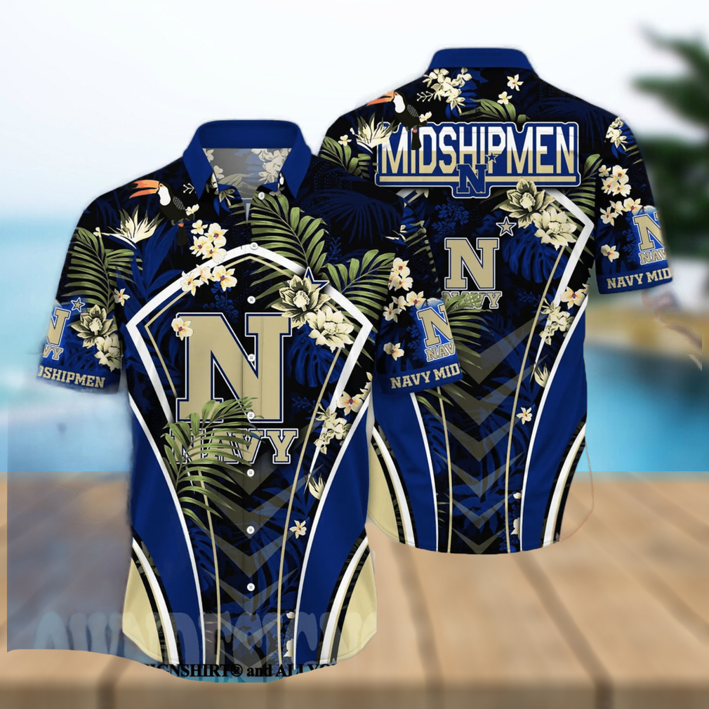 Navy Midshipmen NCAA Flower Unisex Hawaiian Shirt - Limotees