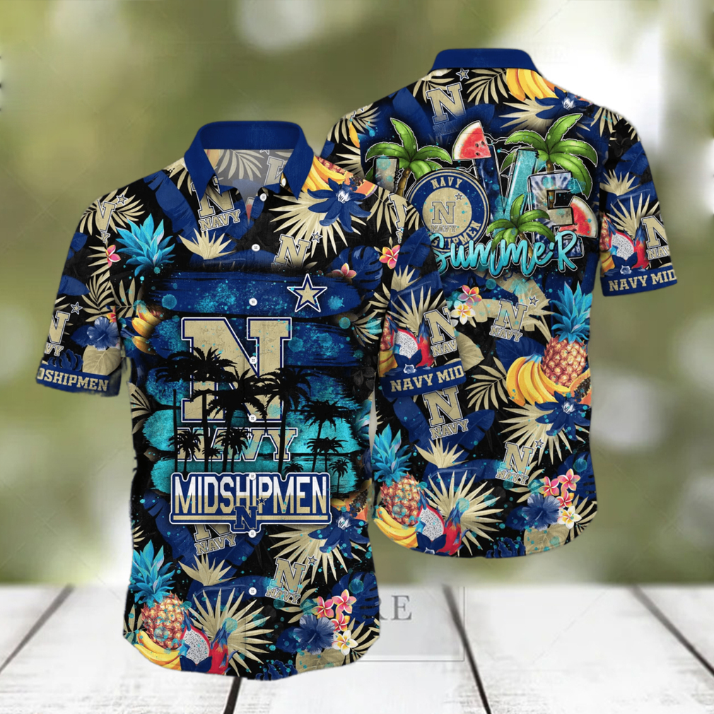 Navy Midshipmen NCAA Hawaiian Shirt Garden Partiestime Aloha Shirt - Limotees