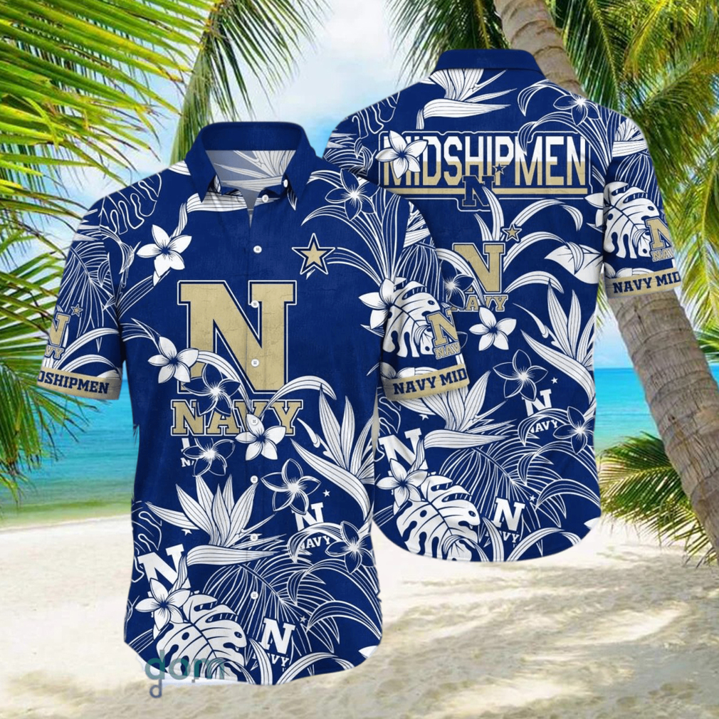 Navy Midshipmen NCAA3 Flower Hawaiian Shirt For Men Women Impressive Gift For Fans hawaiian shirt - Limotees