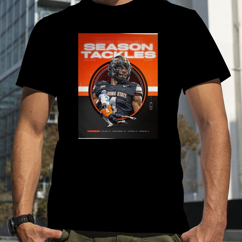 Nick Martin 4 Oklahoma State Cowboys Football Rises To Be The Most Season Tackles Since 1986 T-shirt