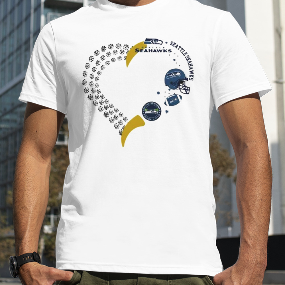 Seattle Seahawks Football Heart Helmet Logo Gift T-shirt