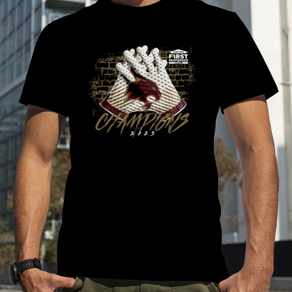 Texas State Bobcats 2023 First Responder Bowl Champions Gloves shirt