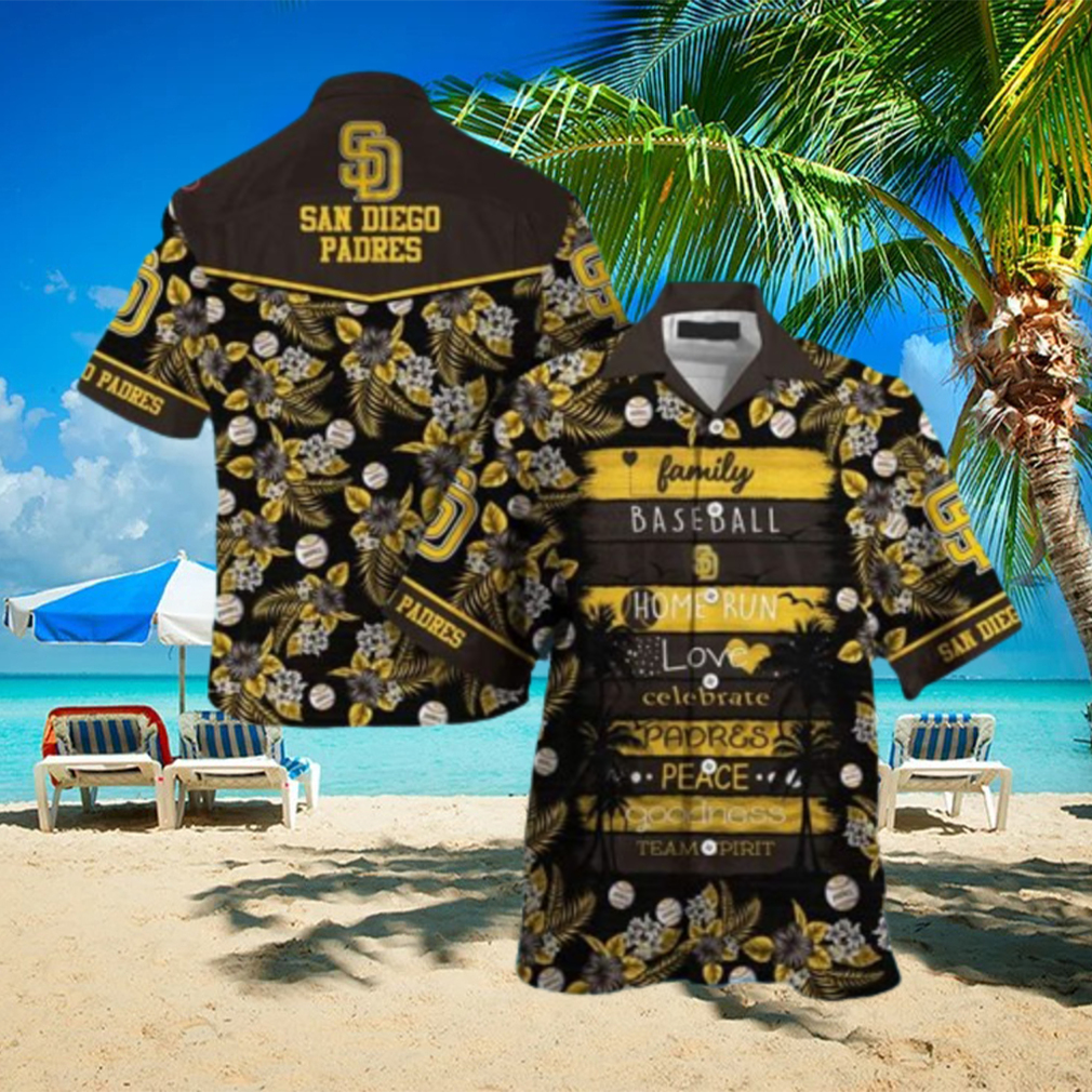 mlb san diego padres tropical flower pattern all over print hawaiian shirt - Limotees