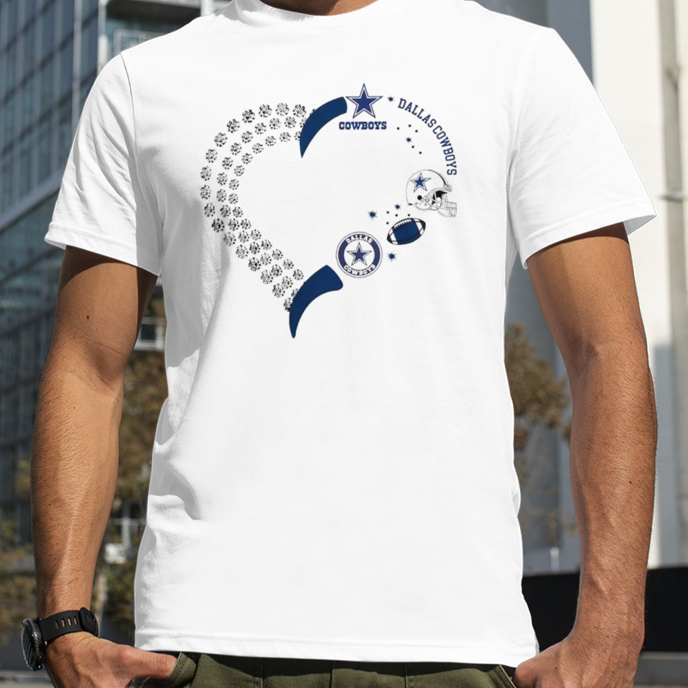 Dallas Cowboys football heart helmet logo gift shirt