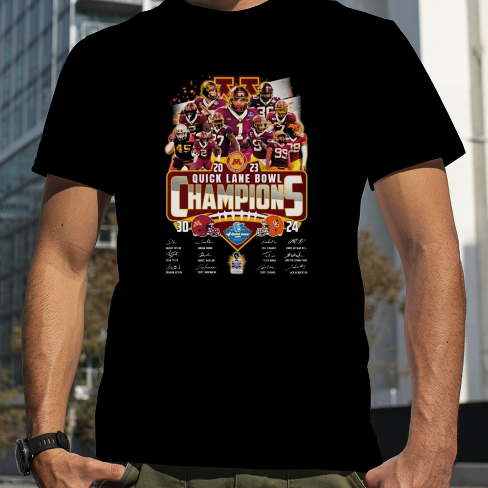 Minnesota Golden Gophers 2023 Quick Lane Bowl Champions Signatures Shirt