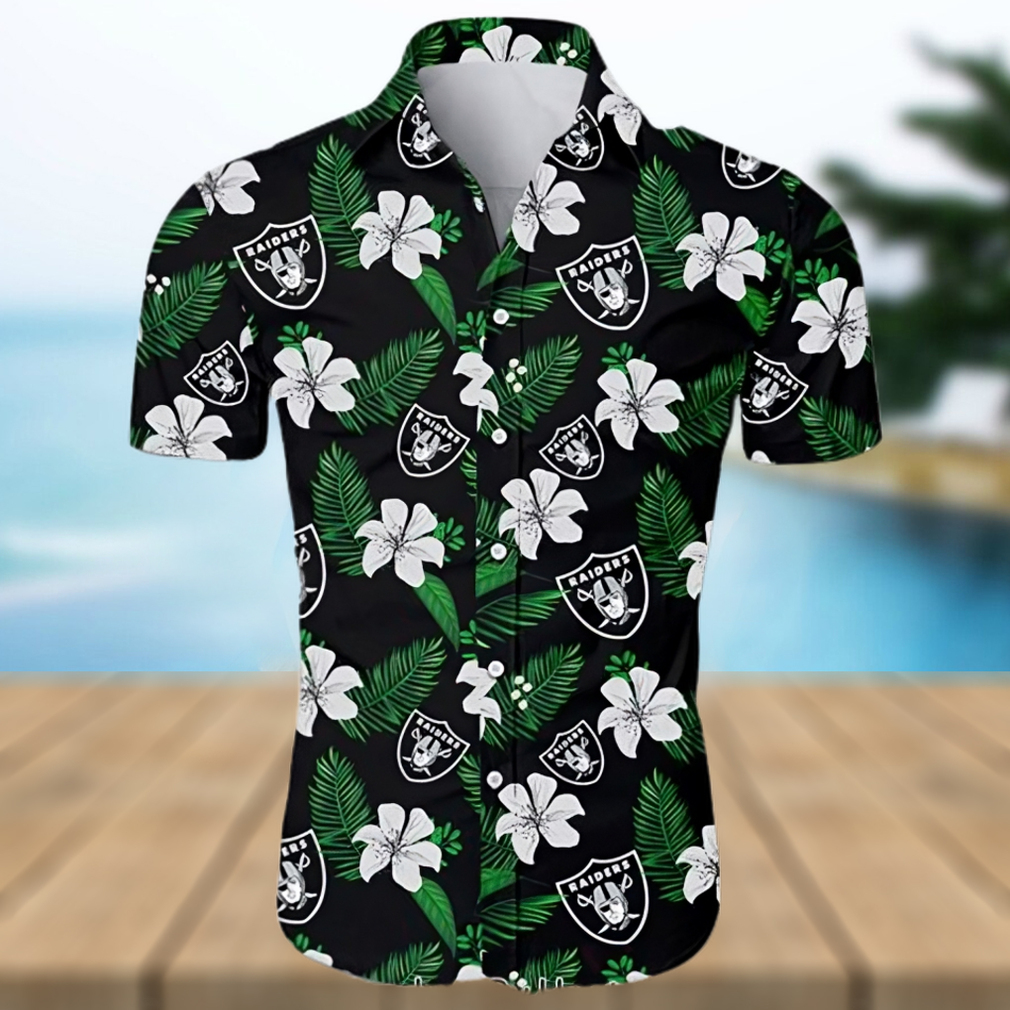 NEW FASHION 2023 Las Vegas Raiders Hawaiian Shirt Tropical Flower summer - Limotees