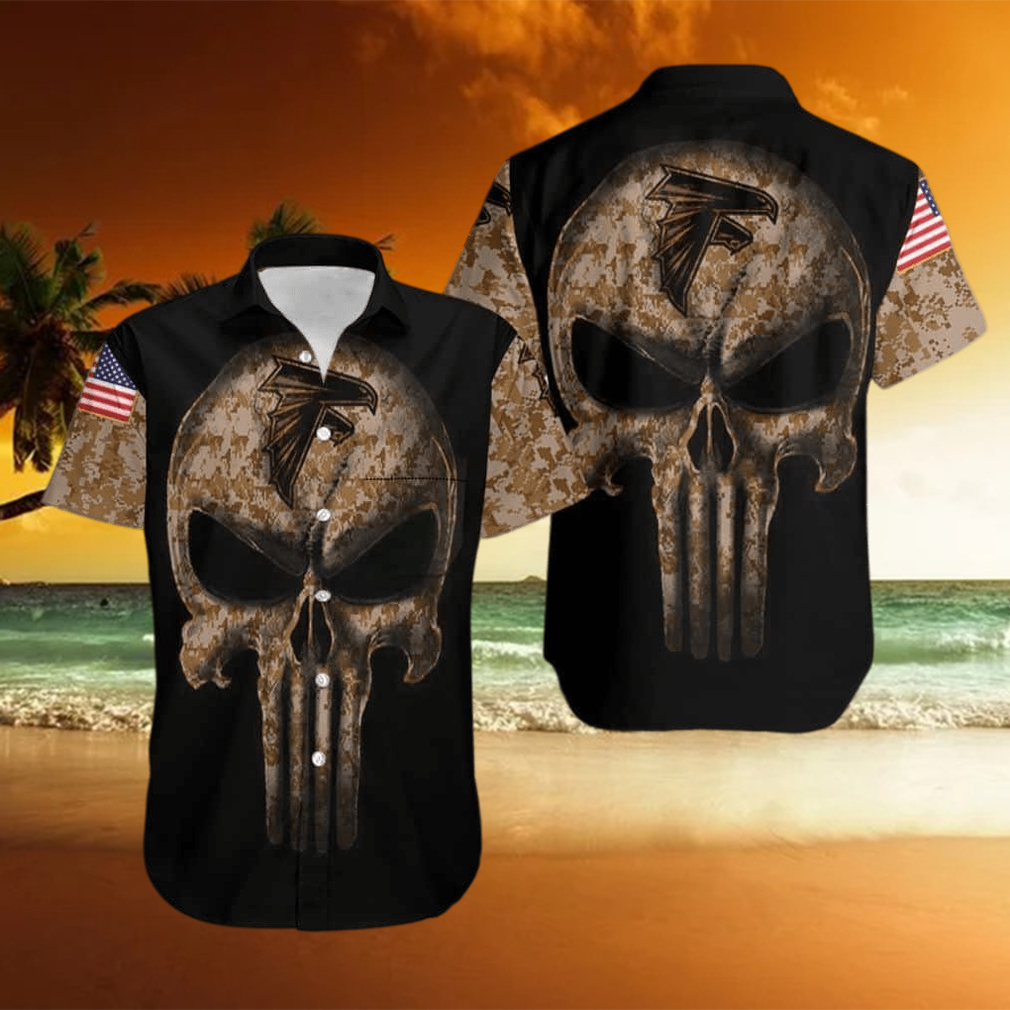 NFL Atlanta Falcons Hawaiian Shirt Camouflage Skull Gift For Football Fans - Limotees