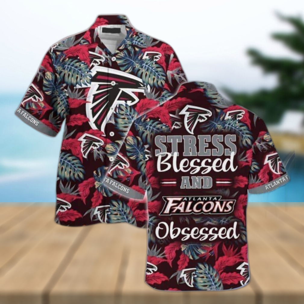 NFL Atlanta Falcons Hawaiian Shirt Stress Blessed Obsessed Tropical Nature Lovers Gift - Limotees