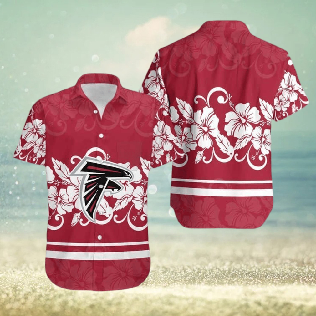 NFL Atlanta Falcons Hawaiian Shirt White Hibiscus Flowers Trendy Summer Gift - Limotees