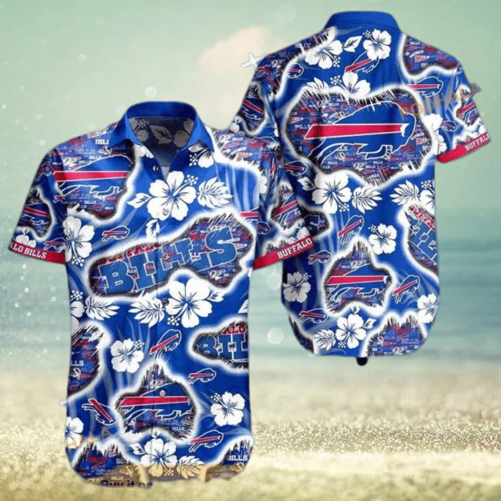 NFL Buffalo Bills Hawaiian Shirt Hibiscus Flowers Pattern - Limotees