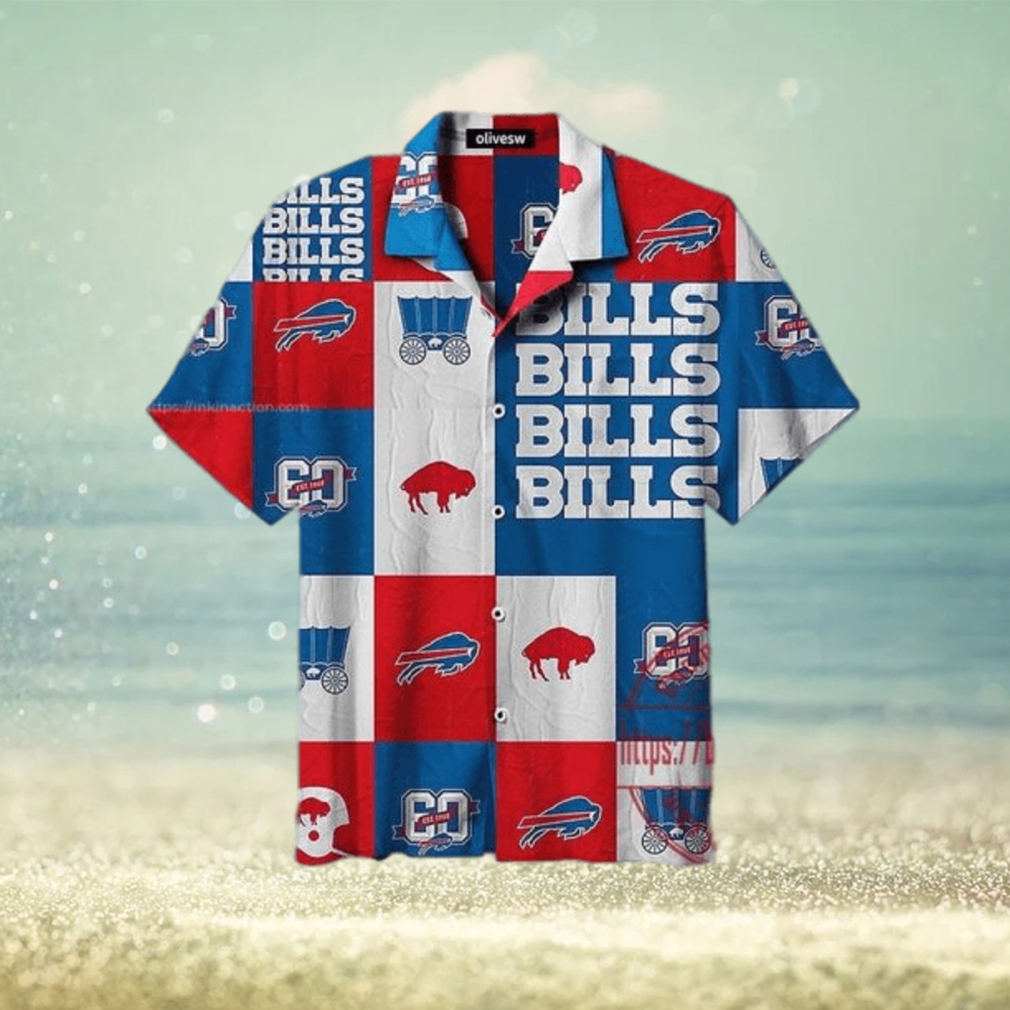 NFL Buffalo Bills Logo Collection Plaid Pattern Hawaiian Shirt - Limotees