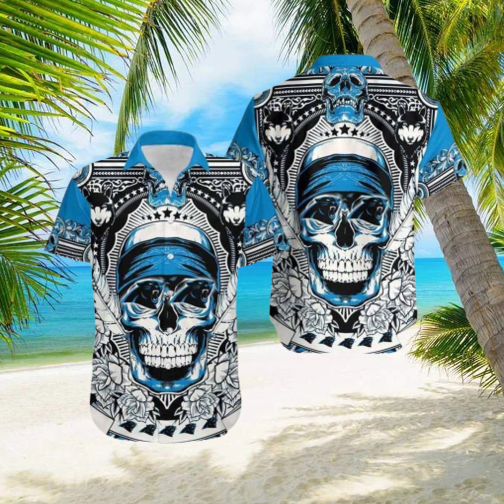 NFL Carolina Panthers Hawaiian Shirts Skull Halloween Show Off Your Team Spirit In Tropical Fashion - Limotees