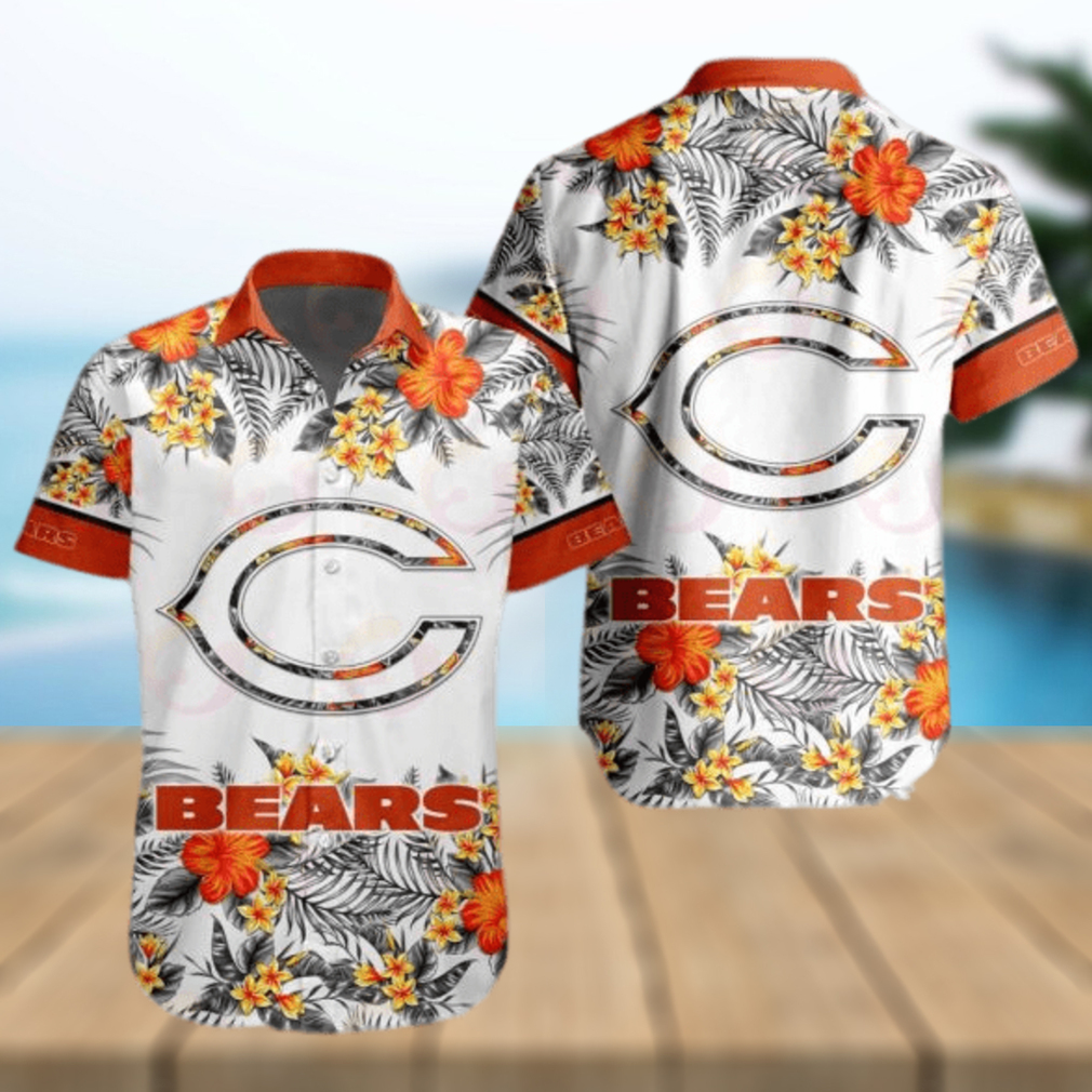 NFL Chicago Bears Special Hawaiian Design With Flowers And Big Logo Button Shirt - Limotees