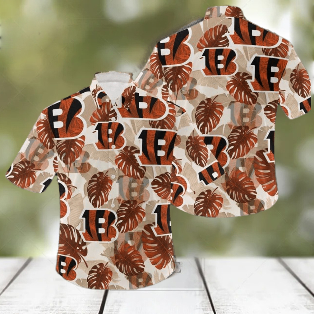 NFL Cincinnati Bengals Logo Leaf 3D Hawaiian Shirt For Fans Gift Summer - Limotees