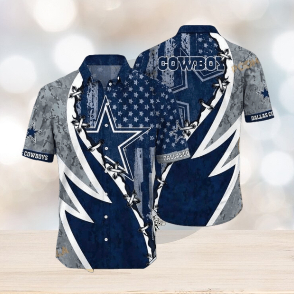 NFL Cowboys Hawaiian Shirt, American Flag Aloha Shirt For Fans - Limotees