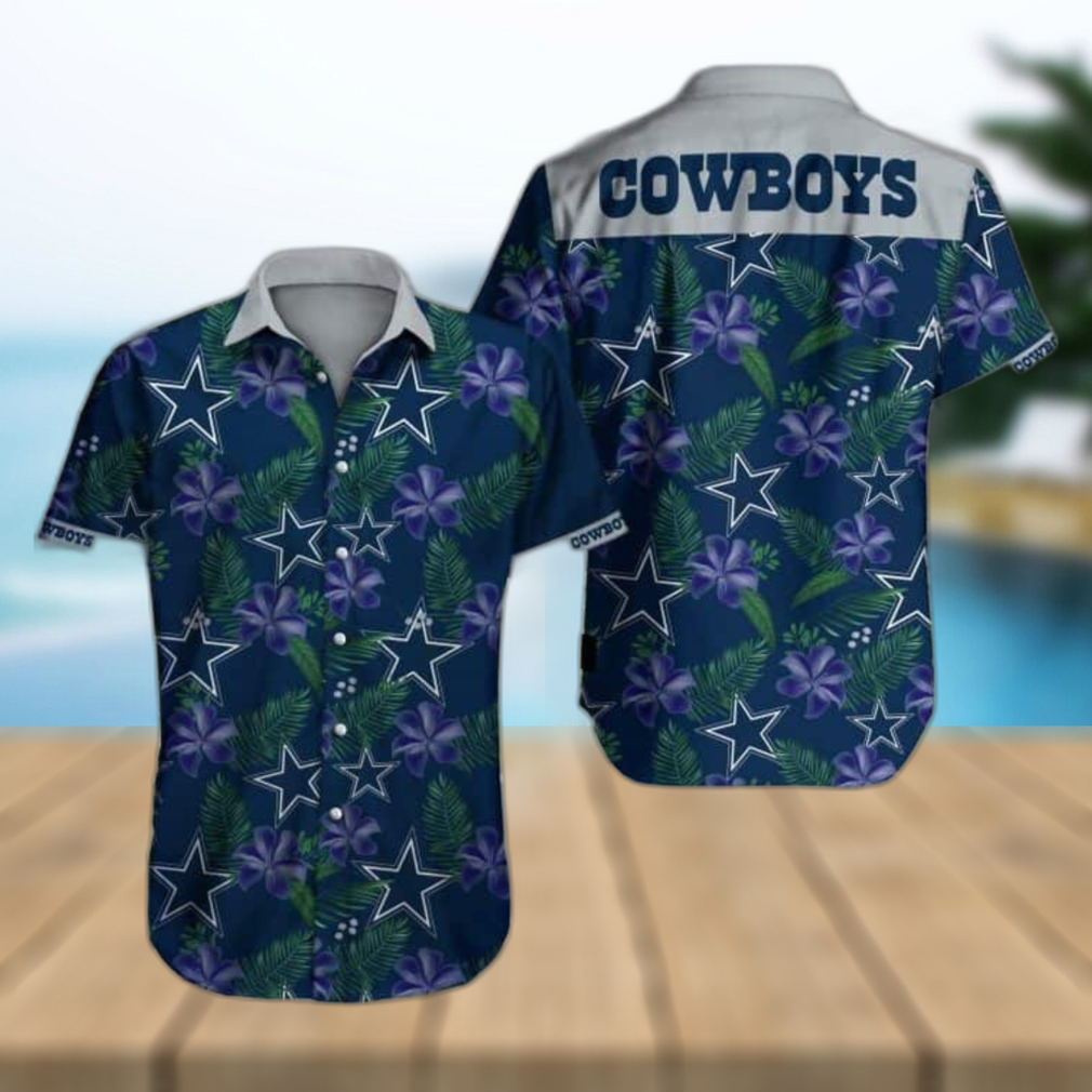 NFL Dallas Cowboys Hawaiian Shirt Tropical Flower All Over Print - Limotees